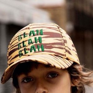 Mini Rodini Tiger Stripe Cap Baseball Hat Blah Blah Blah Cap NWT size 48/50